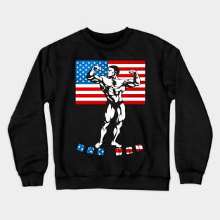 4th of July American Flag USA Dad Muscle Crewneck Sweatshirt